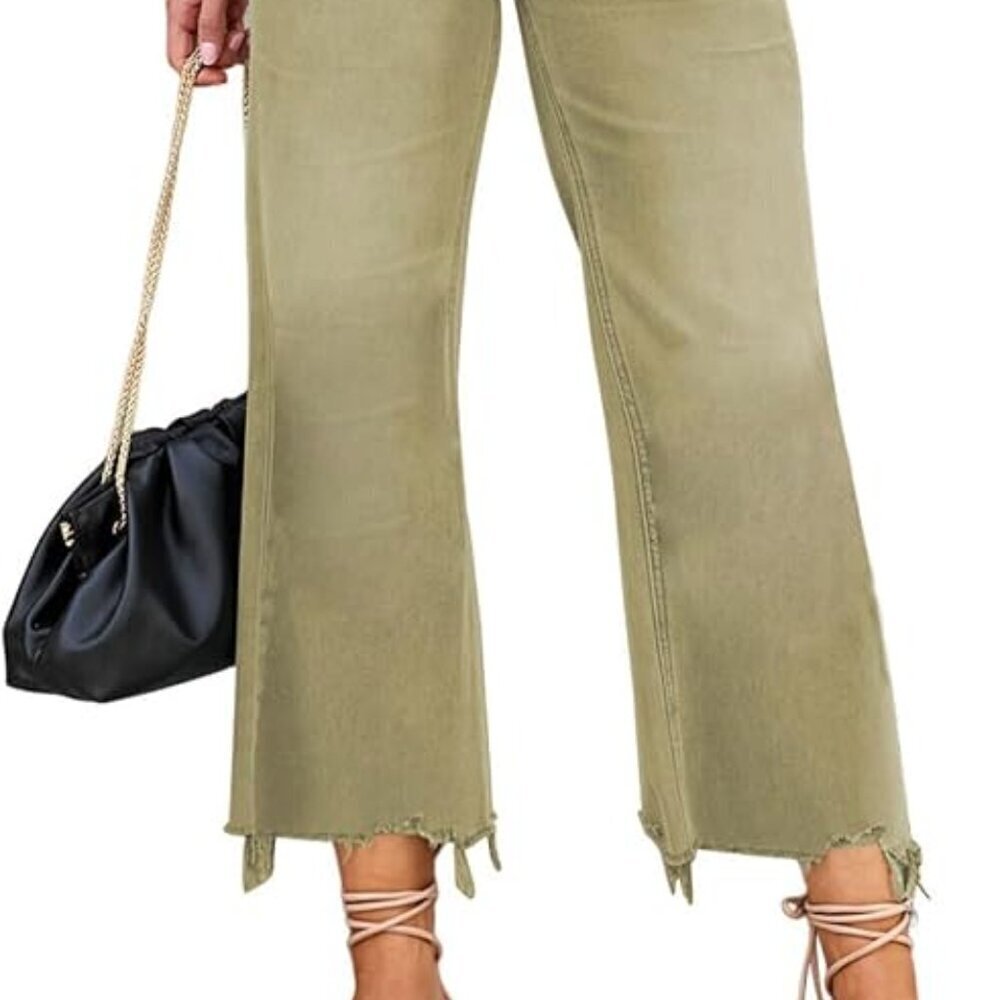 💚 LOLONG High Waisted Crop Flare Jeans – NWT 💚 - Picture 2 of 3